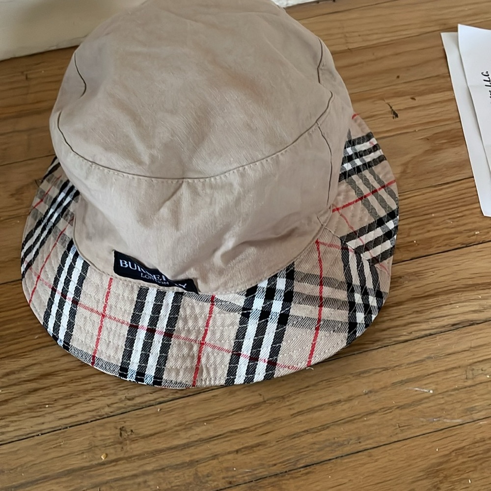 Burberry Tan and Red Plaid Bucket Hat - Picture 3 of 3